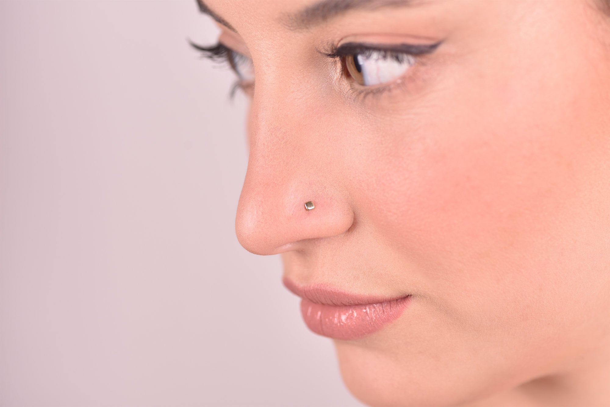 14k Solid Gold Square Nose Stud Tony Nose screw Small nose Etsy