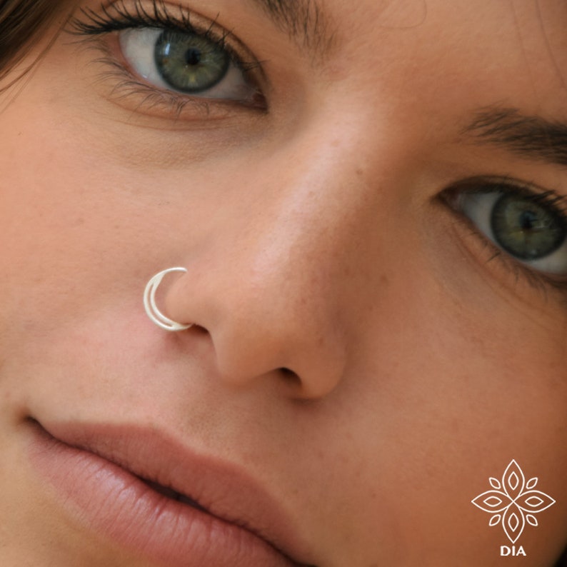 Nose Piercing Boho Nose Ring Septum Ring Small Nose Hoop Cartilage Nose Jewelry Silver Nose Ring Moon Nose Ring Hoop Silver Nose Ring