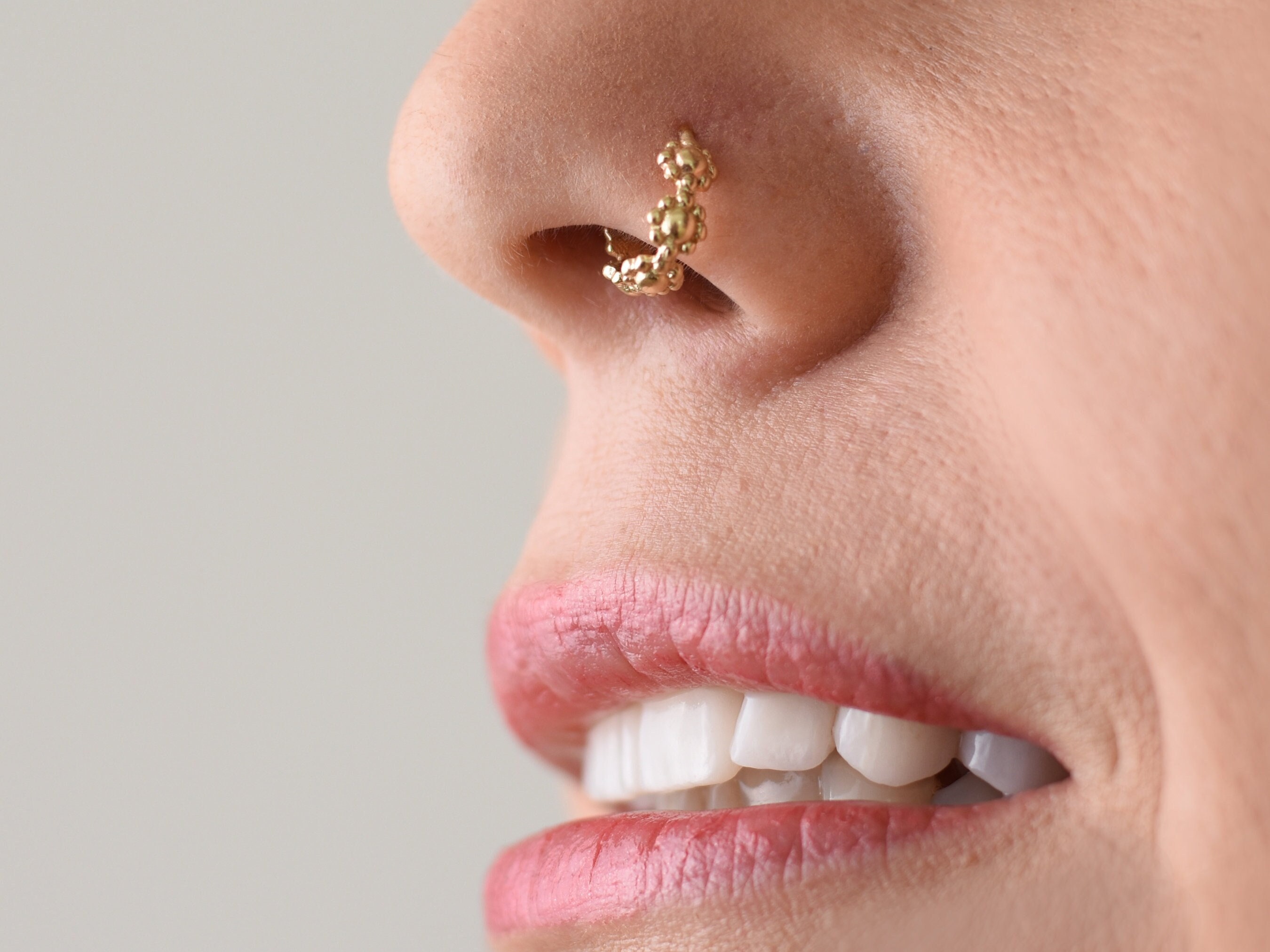 14k Solid Gold Indian Style Nose Ring Jewelry - Lilly | Studio Meme –  Studio Meme - Dainty Tribal Jewelry
