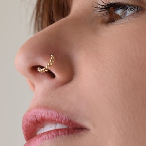 Indian Nose Ring, Nose ring Gold, Solid 14k Gold Nose Ring, Nose Ring Gold, Twisted Nose Hoop, Nose Hoop Jewelry, Brade Nose Ring