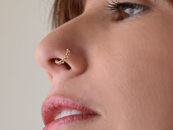 Solid Gold Nose Ring, 14k Gold Nose Ring, Gold Nose Hoop, Nose Ring 20g,  Indian Jewelry, Indian Nose Ring, Unique Nose Ring, 16g, 18g, 20g - Etsy