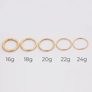 14k Gold nose ring, SOLID GOLD 16/18/20/22/24 gauge, REAL rose gold nose ring, gold cartilage ring, simple small tiny hoop