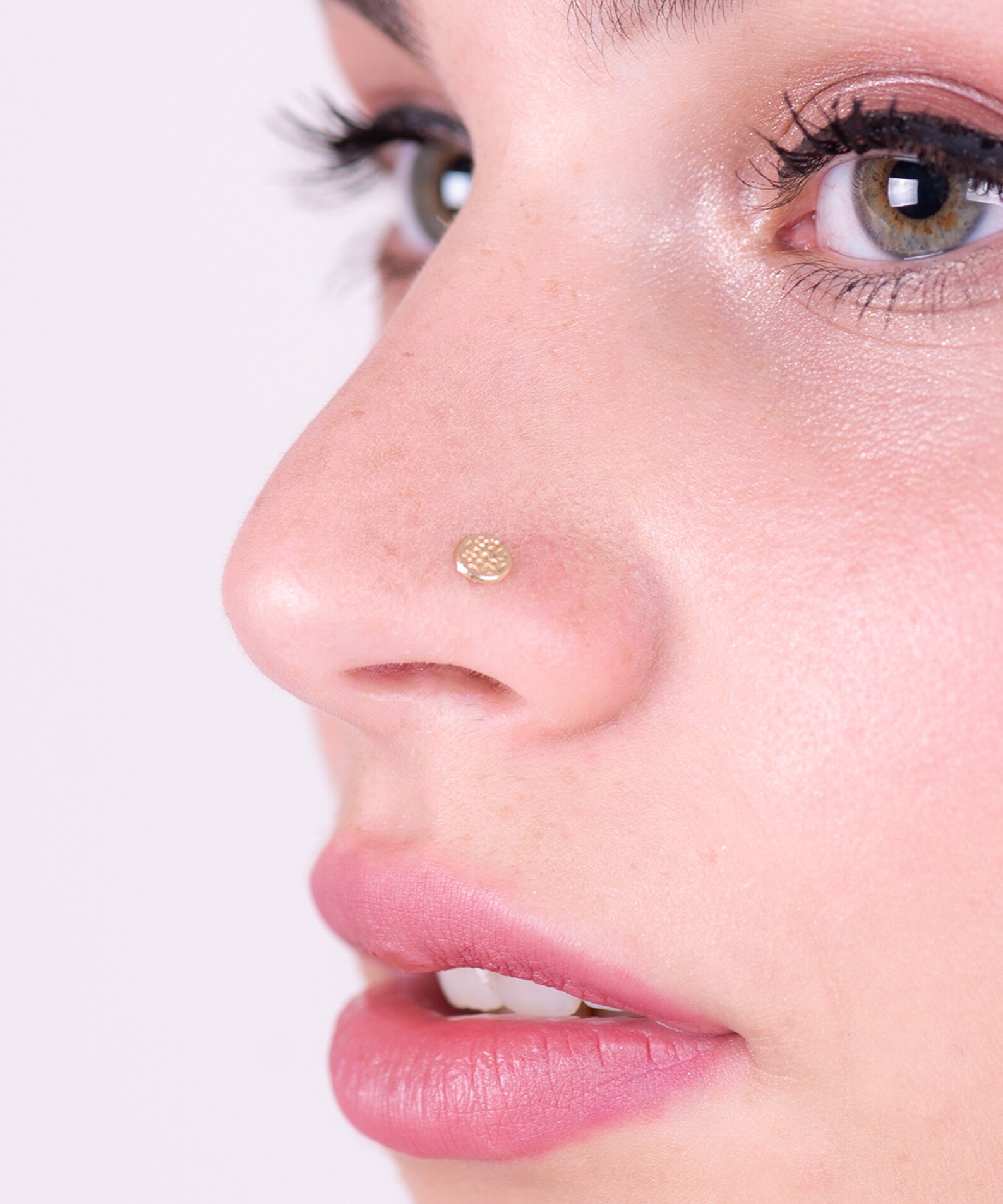 Nose Stud 14k Solid Gold Nose Pin Gold Disc Nose Stud Boho Etsy