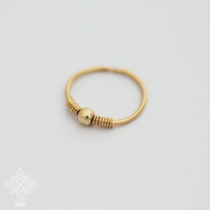 14K REAL Solid Yellow Gold Nose Ring, Snug Fitting Solid Gold Hoop, Nose Cartilage Tragus, Helix, Dainty Endless Hoop, Solid Gold Hoop