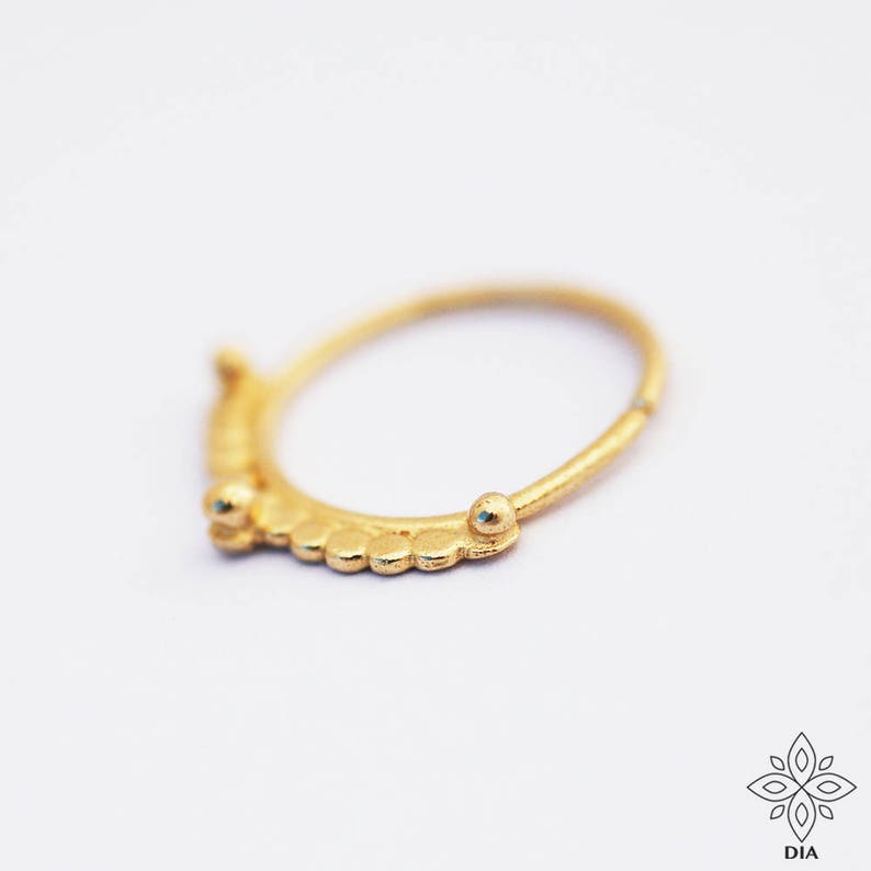 Septum Ring, Septum Jewelry, 14k Septum Piercing, Gypsy Nose Ring, Cartilage, Gold Septum, 14k Gold Septum Ring, Cartilage hoop, Helix, Rook image 6