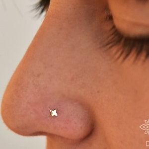 Tiny Nose Stud, 14k SOLID GOLD Nose Stud, 18gauge 20 gauge 22 gauge Body Jewelry, Minimalist Nose Stud, Barely There Stud, Dot Nose Stud image 2