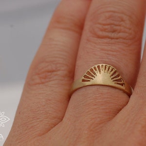 Sun ring solid gold ring rose gold ring dainty gold ring hand stamped 14k ring solid 14k gold ring delicate gold band SUNSHINE RING