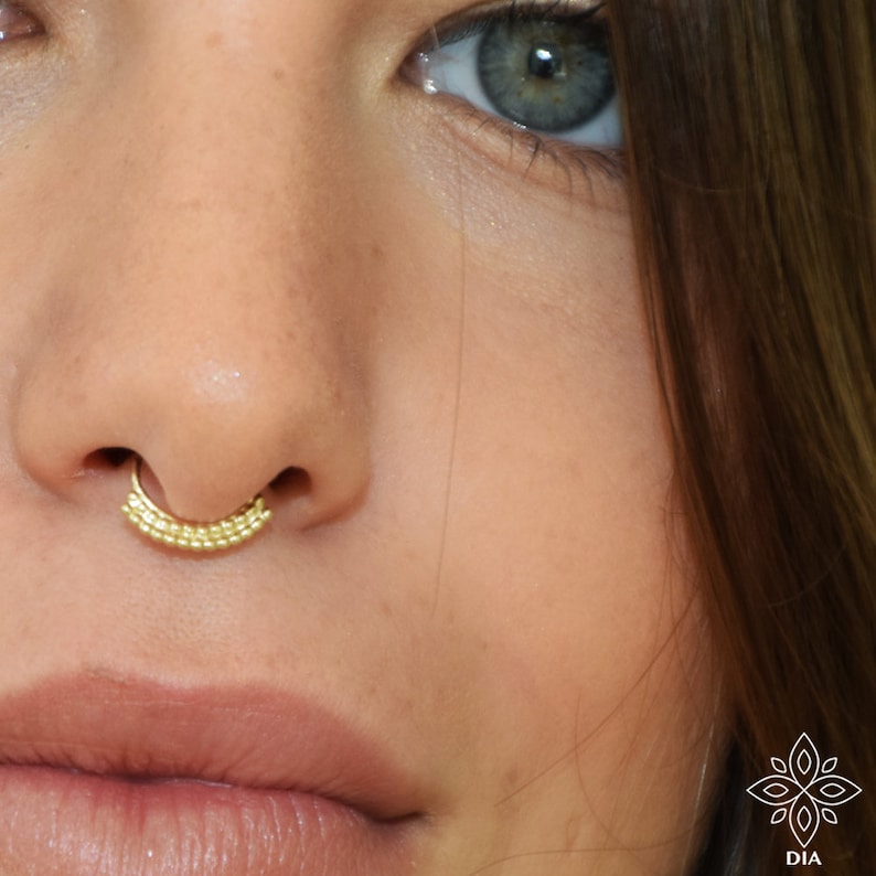 Rose Gold Piercing Jewelry Solid Gold Daith Earring Nose Etsy