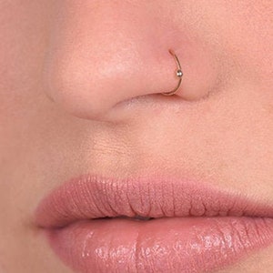 Snug Fitting Nose Ring Hoop - Tight 20g Nose Ring Hoop Gold  Yellow 14k Rose Gold 20 gauge 8mm Super Snug Fit  Small Nose Piercing Jewelry