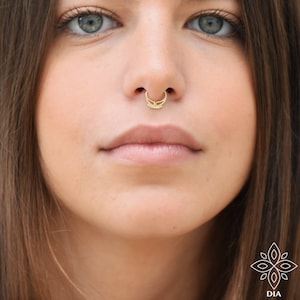 Septum ring, Solid gold septum, Septum piercing, Gold cartilage, Cartilage piercing, Tragus hoop earring, Helix hoop earring, Nose piercing image 6