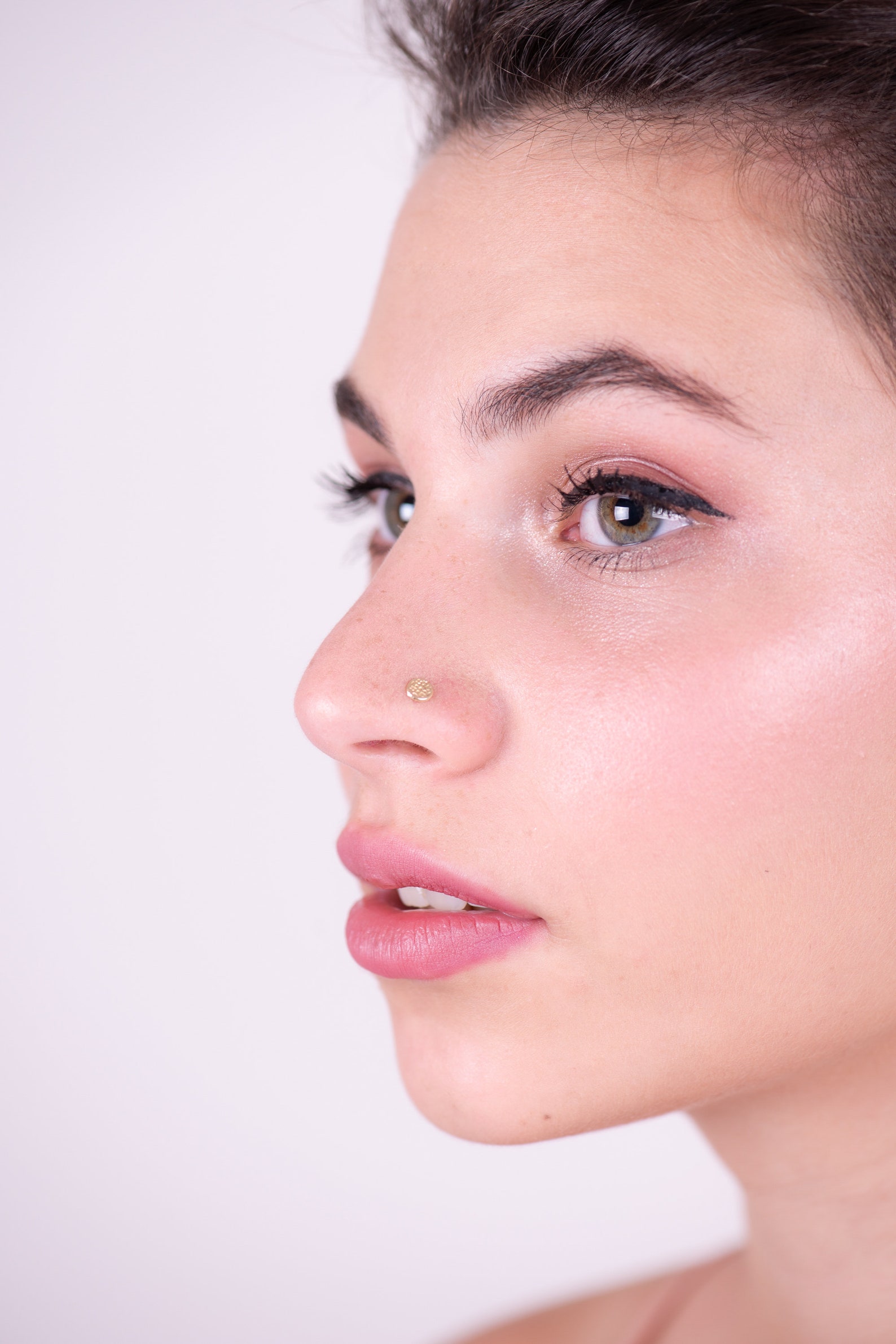 Nose Stud 14k Solid Gold Nose Pin Gold Disc Nose Stud Boho Etsy