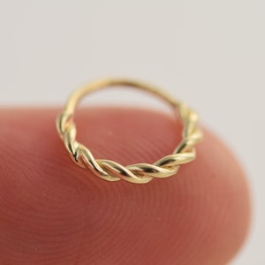 Snug Nose Ring, Real 14k Solid Gold Nose Hoop, Handmade Nose Piercieng, Gold Nose Jewelry, Boho Style Nose Earring, Tiny Nose Ring