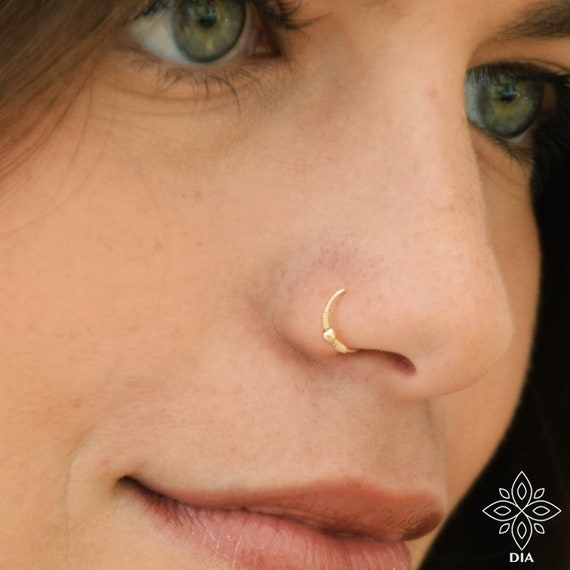 Zircon Steel Open Nose Ring (Gold colour PVD) – bodyjewellery.co.uk