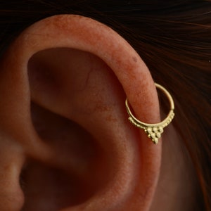 Cartilage Hoop, Body jewelry, Helix hoop, 14k Solid Gold hoop, Tribal jewelry, Cartilage ring, Helix hoop earring