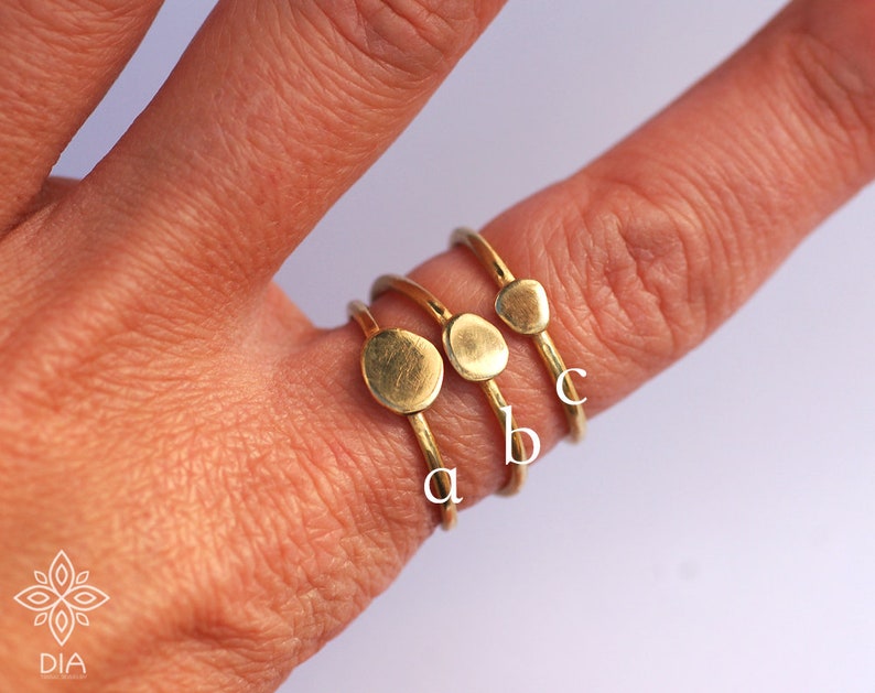 SOLID GOLD stacking rings Pebble stacking ring Choose your ring 14k gold stacking rings stack rings Minimalist rings Knuckle ring Midi ring. image 2