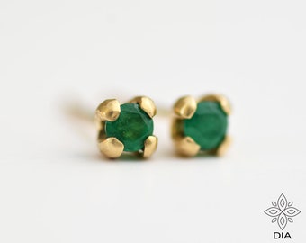 Emerald stud earrings 14k SOLID GOLD stud earrings natural emerald earrings Genuine Emerald Green earring Gemstone Natural stone stud