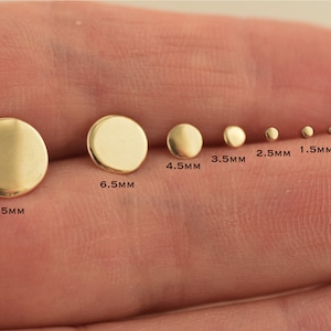 Nose Stud, Round Nose Stud, 14k Gold Nose Stud, Solid Gold Disc Nose Stud, Tiny Flat Nose Stud, Large Nose Stud, Dot Nose Stud