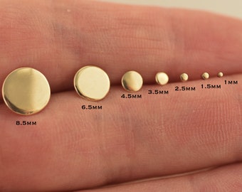 Nose Stud, Round Nose Stud, 14k Gold Nose Stud, Solid Gold Disc Nose Stud, Tiny Flat Nose Stud, Large Nose Stud, Dot Nose Stud