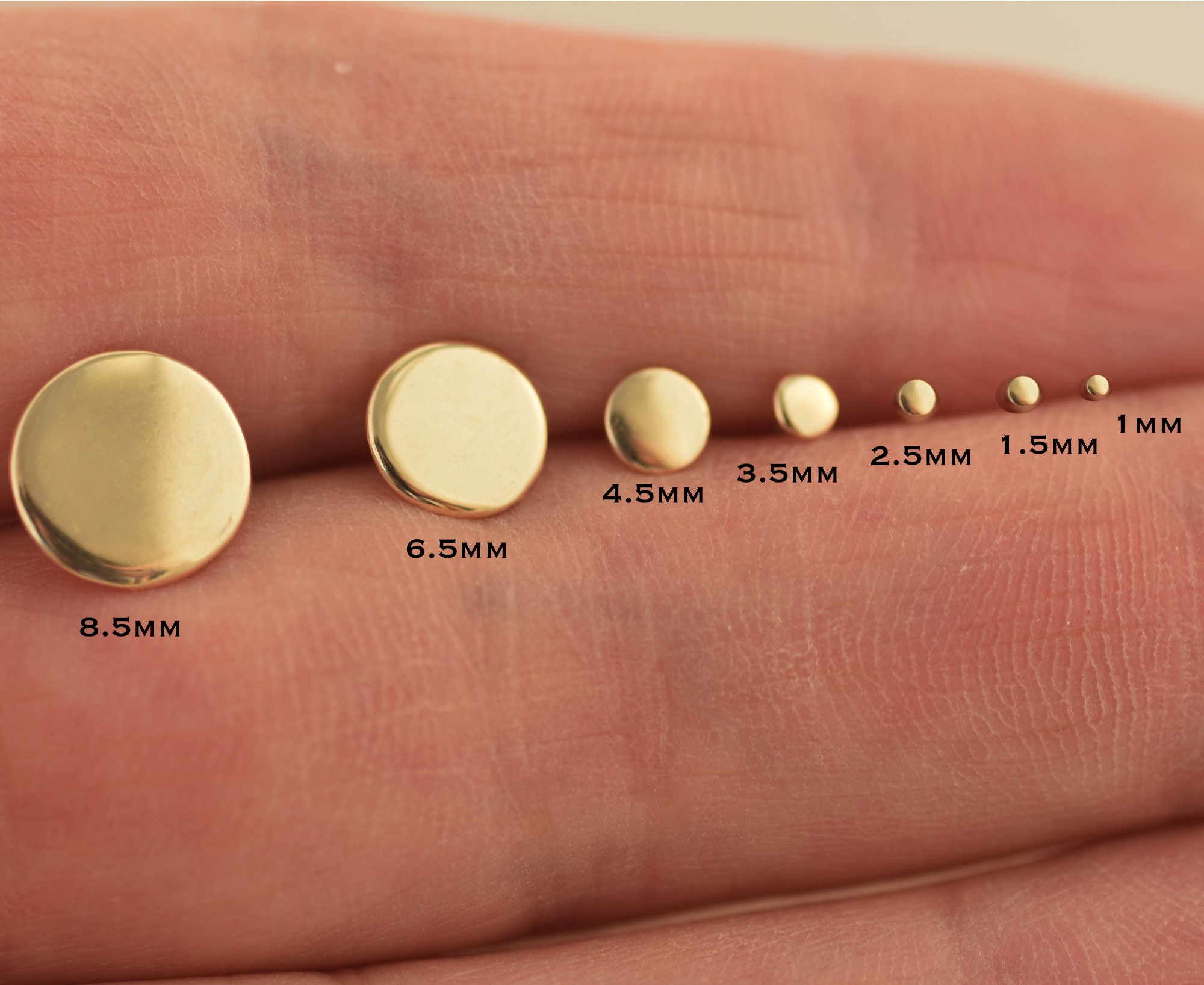 Nose Stud, Round Nose Stud, 14k Gold Nose Stud, Solid Gold Disc Nose Stud, Tiny Flat Nose Stud, Large Nose Stud, Dot Nose Stud