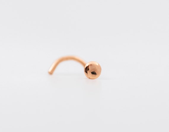 Nose Stud 14k Rose Gold Nose Stud Tiny Circle Nose Stud Screw