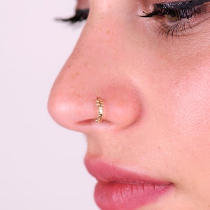 Snug Gold 14K Nose Hoop Cartilage Ring, Dainty Tiny Endless Hoop, 14k Solid Gold Hoop, Tiny Fitting Rose Gold Hoop, Nose Tragus Helix