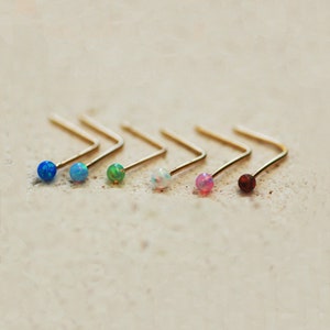 Opal Nose Stud, 14k Gold Nose Screw, Tiny Opal Stud Earring, Body Jewelry, Tiny Nose Jewelry, White Opal Cartilage, Minimalist Piercing