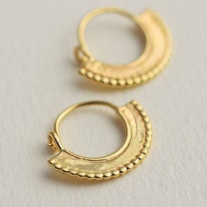 Gold Hoops, 14k Gold Hoop Earrings, Solid Gold Earrings, Moon Earrings, Crescent Hoop Earrings, Indian Hoop Earrings, Medium Hoops image 4