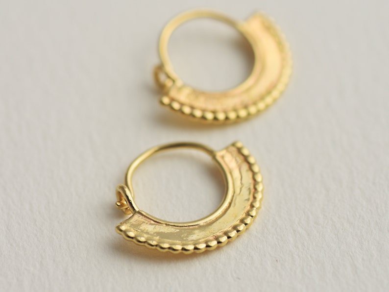 Gold Hoops, 14k Gold Hoop Earrings, Solid Gold Earrings, Moon Earrings, Crescent Hoop Earrings, Indian Hoop Earrings, Medium Hoops image 4