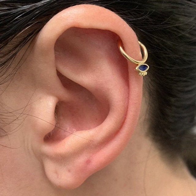 Cartilage earring hoop, Evil eye hoop ring, Helix piercing, Cartilage…