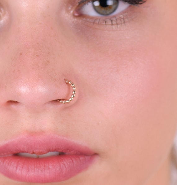 Anneau De Nez OUFFER 20G 8mm Avec CZ Clair - Piercing Nez Torsadé - Bijou Corporel Pour Femmes
