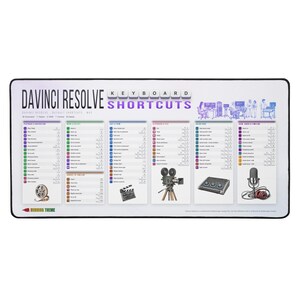 DaVinci Resolve Keyboard Shortcuts Desk Mat for Mac, Light, 16x32 Video Editor Mouse Pad, Colorist Cheat Sheet, Gift for Filmmakers