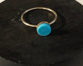 Turquoise gold ring, turquoise dainty ring, 6mm Sleeping Beauty, 6mm Sleeping Beauty Turquoise 14K Gold Filled Skinny Ring Sizes
