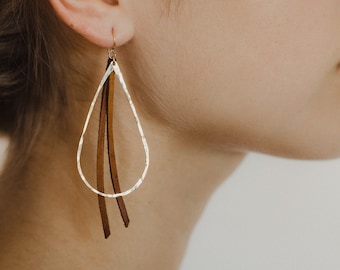 Fringed Leather Teardrop Earring