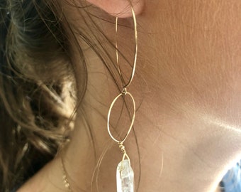 Crystal Dangle Earrings, summer earring, crystal earring, crystal hoops, hoops, Gold hoop, crystal drop earring