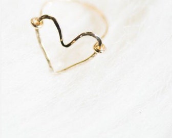 Heart Ring, Rings, Hammered Ring, Valentine's Gift, Gold