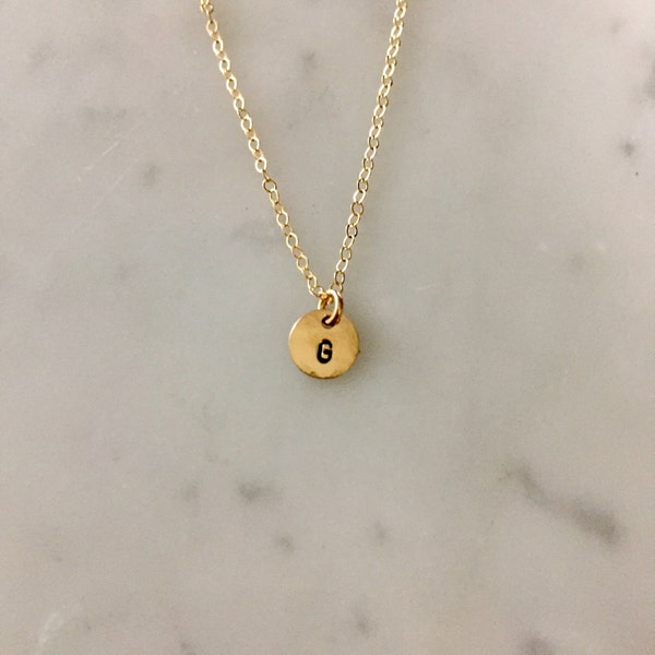 Tiny Initial Disc Necklace