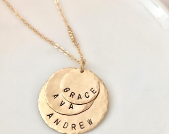 Nesting Circle Necklace, Personalized Mothers Necklace, Mother's Necklace, Personalized Necklace, Gold Personalized Necklace, Christmas Gift