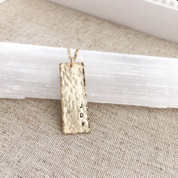 Initial Nameplate Name Tag Necklace Personalized Custom Bar Gold Filled Sterling Silver Coordinates Longitude Latitude