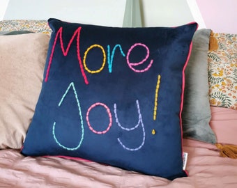 More Joy! Embroidered Velvet Cushion