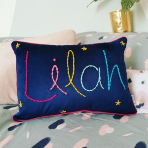 Rainbow Personalised Embroidered Velvet Cushion