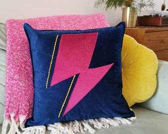 Lightning Bolt Velvet Cushion