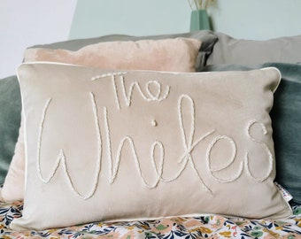 Personalised Wedding Couple Embroidered Velvet Cushion