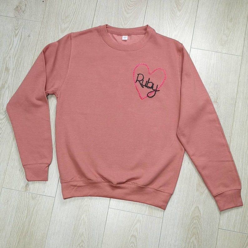 Love Heart Personalised Pink Sweater image 3