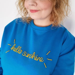 Hello Sunshine Embroidered Sweater In Blue