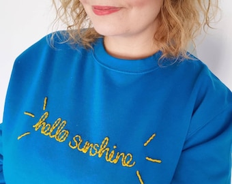 Hello Sunshine Embroidered Sweater In Blue