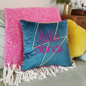 Let's Dance Lightning Bolt Embroidered Velvet Cushion image 3