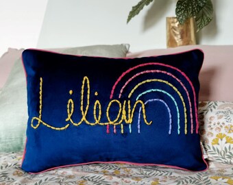 Personalised Rainbow Velvet Cushion