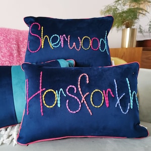 Hometown Personalised Embroidered Velvet Cushion