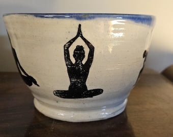 Yoga Poses Ceramic Bowl Handmade