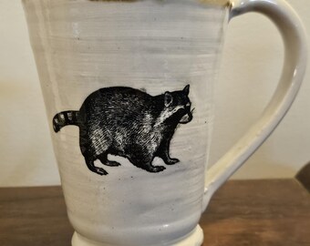 Raccoon Ceramic Mug for Left or Right Hand